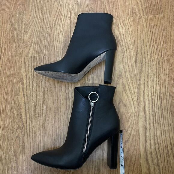 PAIGE Women's Kate Black Asymmetrical Leather Point-Toe Ankle Bootie US 9.5 - Picture 10 of 11